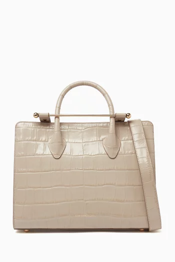 Midi Tote Bag in Large Croc-embossed Leather