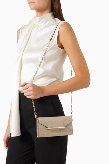 Multrees Wallet Chain in Large Croc-embossed Leather