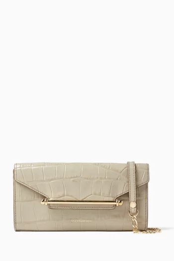 Multrees Wallet Chain in Large Croc-embossed Leather
