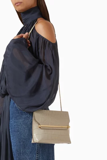 Stylist Crossbody Bag in Large Croc-embossed Leather