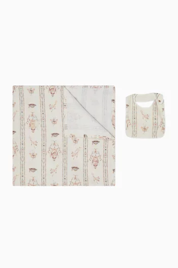 Delicate Design Blanket & Bib Set in Cotton