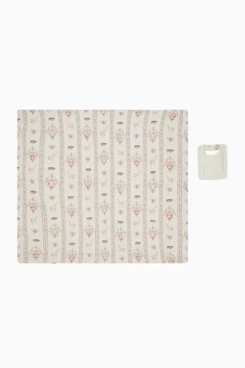 Delicate Design Blanket & Bib Set in Cotton