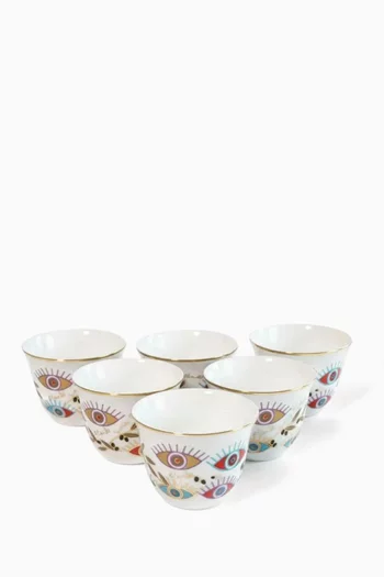Supernatural Arabic Coffee Cups in Porcelain, Set of 6