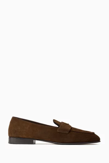 Triangle Logo Loafers in Suede