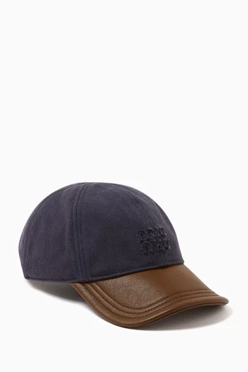 Baseball Cap in Drill & Nappa Leather