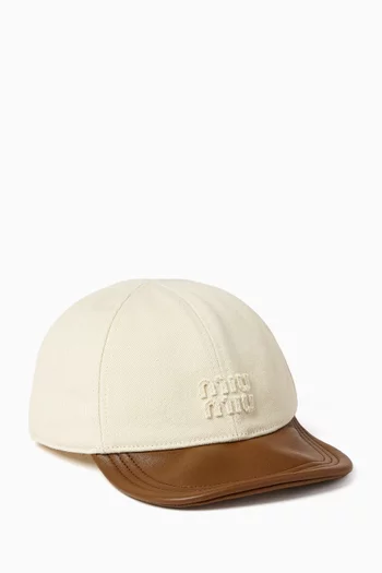 Logo Baseball Cap in Drill & Nappa Leather