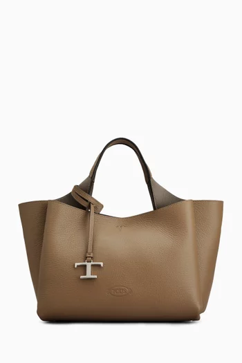 Mini T Timeless Pendant Tote Bag in Leather
