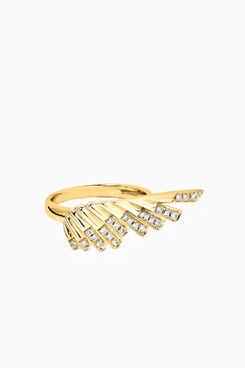 Wings Rising Mini Icons Diamond Ring in 18kt Yellow Gold
