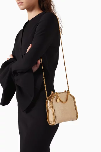 Tiny Falabella Tote Bag in Shiny Dotted Chamois