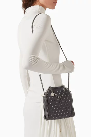 Tiny Falabella Crystal Stud Tote Bag in Alter Suede