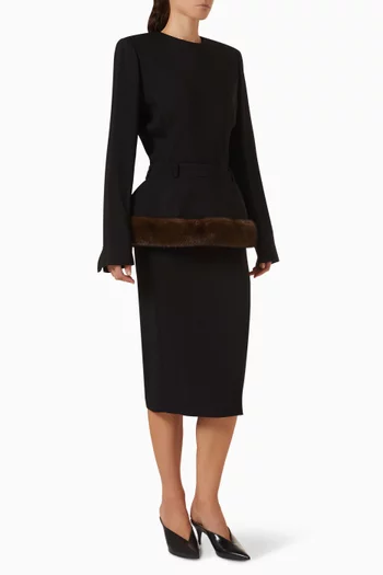 Fur-trim Dress in Sable