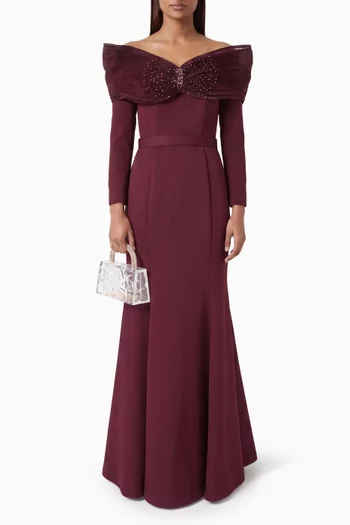 Embellished Off-shoulder Gown