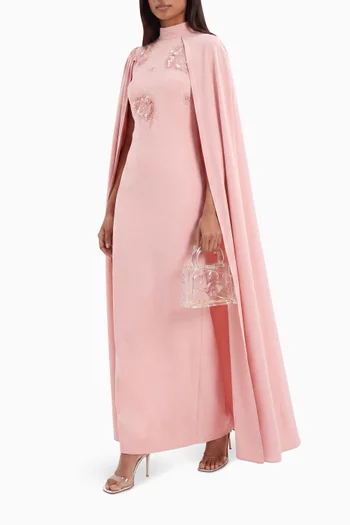 Embellished Cape Gown