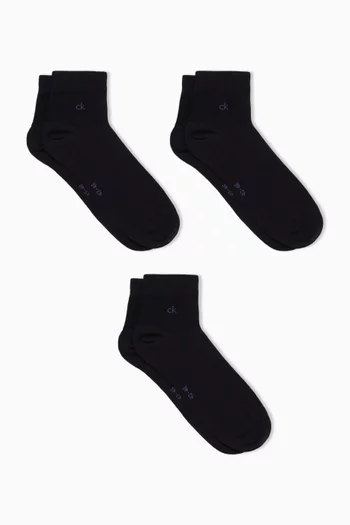 Logo Quarter Socks, Set of 3