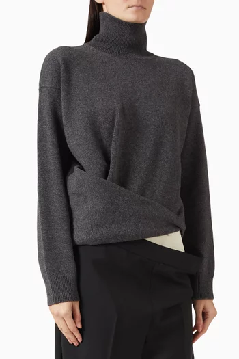 Sculptural Turtleneck Sweater in Wool & Cashmere