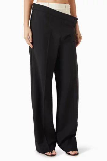 Double-waist Tailored Pants in Wool & Mohair