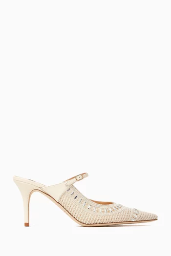 Trieste 75 Mules in Crochet Mesh & Leather