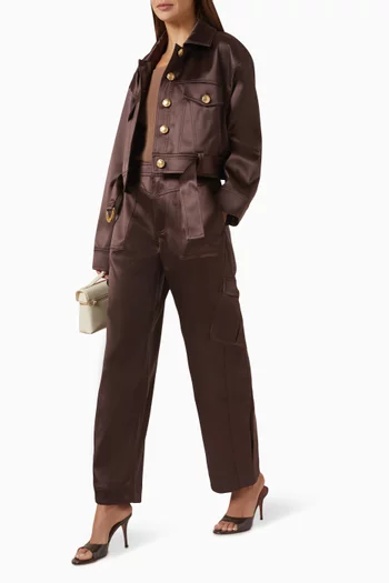 Ardena Buttoned Jacket in Satin