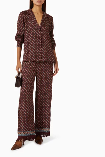 Lavona Fringe Pants in Silk Satin