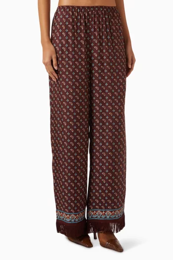 Lavona Fringe Pants in Silk Satin
