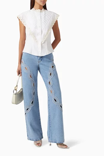 Braid Cut-out Jeans in Denim