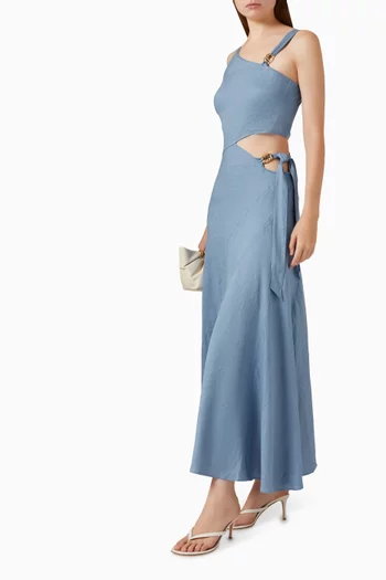 Romilda Cut-out Dress in Linen Blend