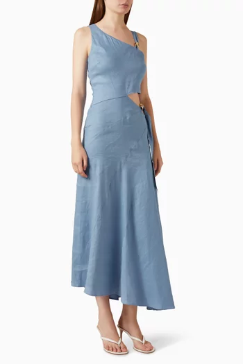 Romilda Cut-out Dress in Linen Blend