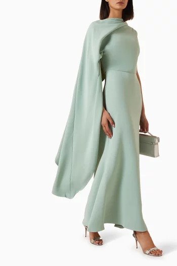 Leonara Asymmetric Cape Maxi Dress