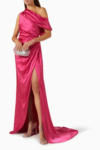 Erielle Draped One-shoulder Gown