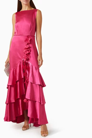 Erielle Tiered Gown in Satin