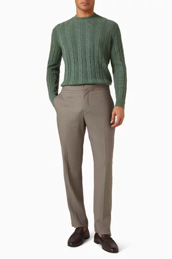 Cable-knit Crew-neck Sweater in Oasi Cashmere