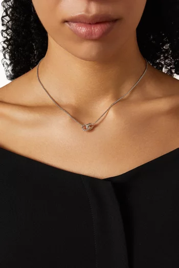 Sculpted Cable Linked Necklace in Sterling Silver