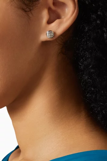 Sculpted Cable Stud Earrings in Sterling Silver
