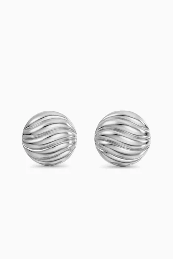 Sculpted Cable Stud Earrings in Sterling Silver