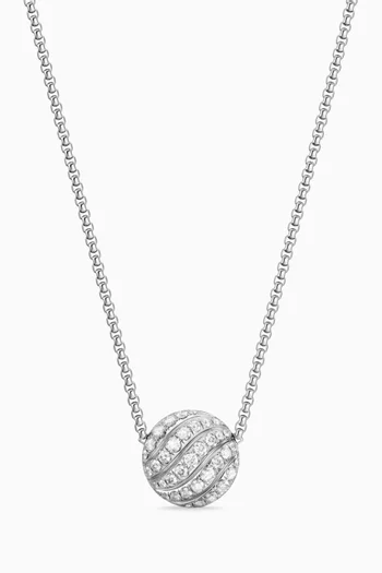 Sculpted Cable Diamond Pendant Necklace in Sterling Silver