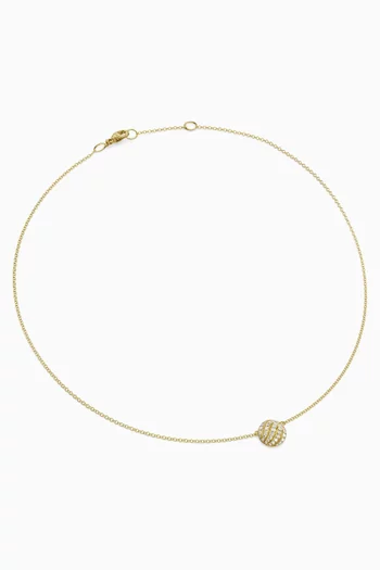 Sculpted Cable Diamond Pendant Necklace in 18kt Yellow Gold