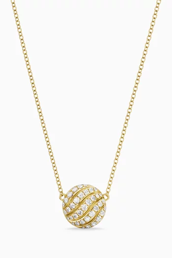 Sculpted Cable Diamond Pendant Necklace in 18kt Yellow Gold
