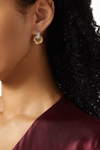Sculpted Cable Drop Earrings in Sterling Silver & 14kt Yellow Gold