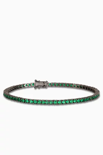 Emerald Tennis Bracelet in Sterling Silver