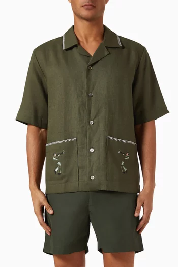 Trompette Embroidered Shirt in Linen