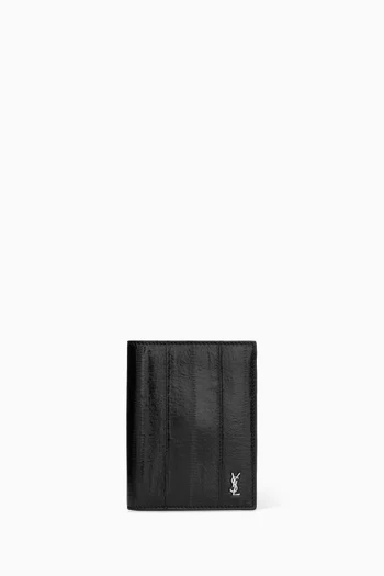 Tiny Cassandre Credit Card Wallet in Eel Leather