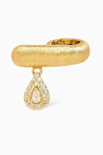 Diamond Single Ear Cuff in Brushed 18kt Yellow Gold