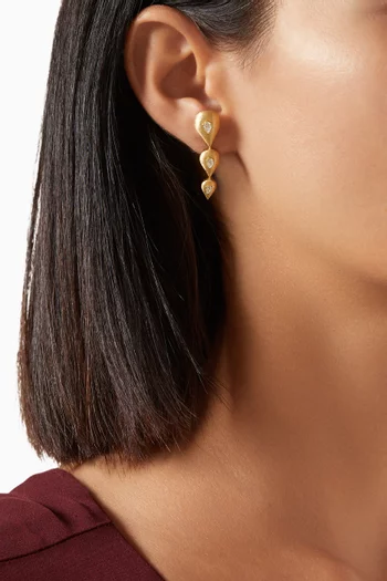 Diamond Earrings in Brushed 18kt Yellow Gold
