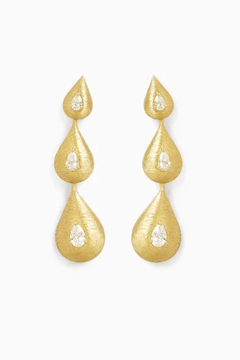 Diamond Earrings in Brushed 18kt Yellow Gold