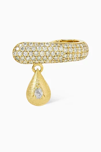 Diamond Single Ear Cuff in Brushed 18kt Yellow Gold