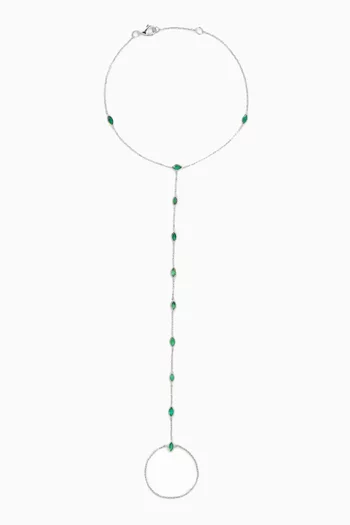 Emerald Hand Chain Bracelet in 18kt White Gold