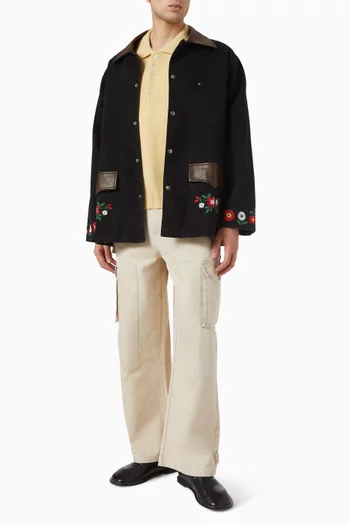 Embroidered Work Jacket in Canvas