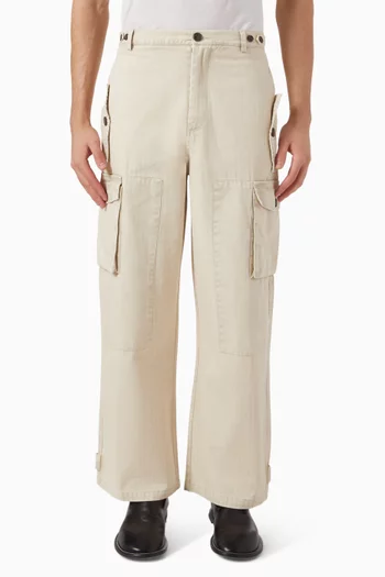 Utility Herringbone Panelled Pants in Cotton-blend