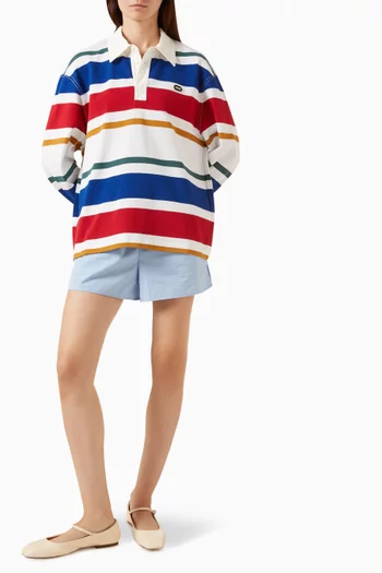 Ami Patch Striped Polo Shirt in Cotton
