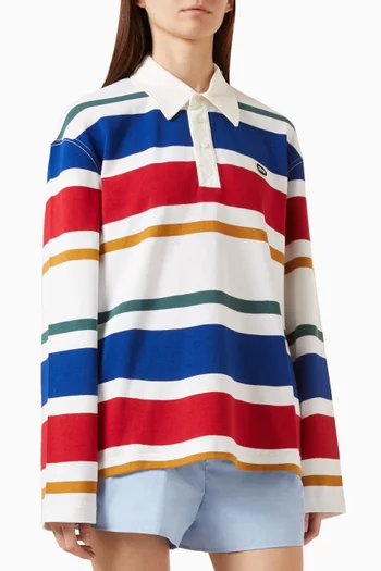 Ami Patch Striped Polo Shirt in Cotton